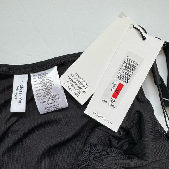 Calvin Klein Black Ruched Tummy Control Tankini Top Women's XS NWT - Picture 8 of 8